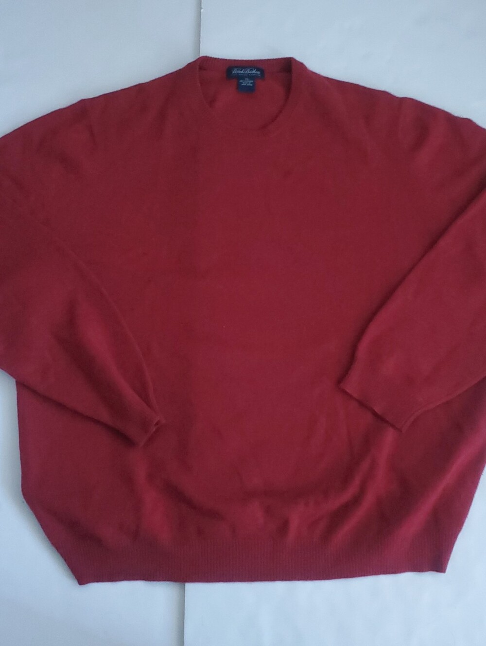 Brooks Brothers Red 3 Ply Italian Cashmere Round Neck Sweater Mens XL 100%